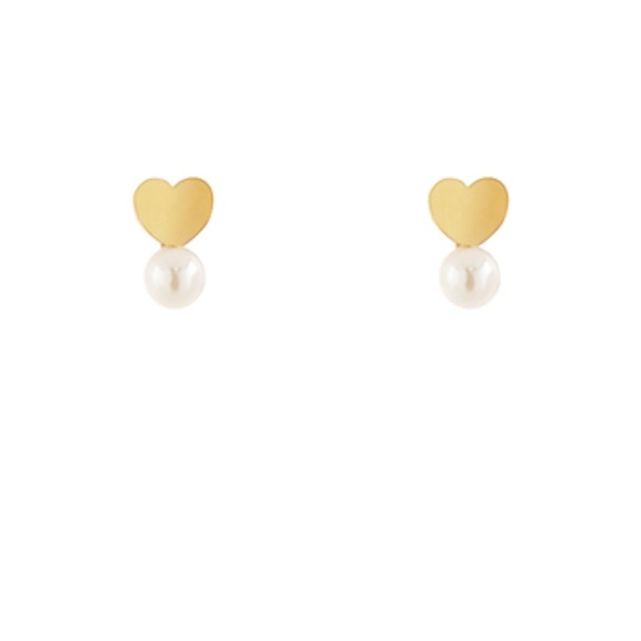 Pearl & Heart Stainless Steel Studs